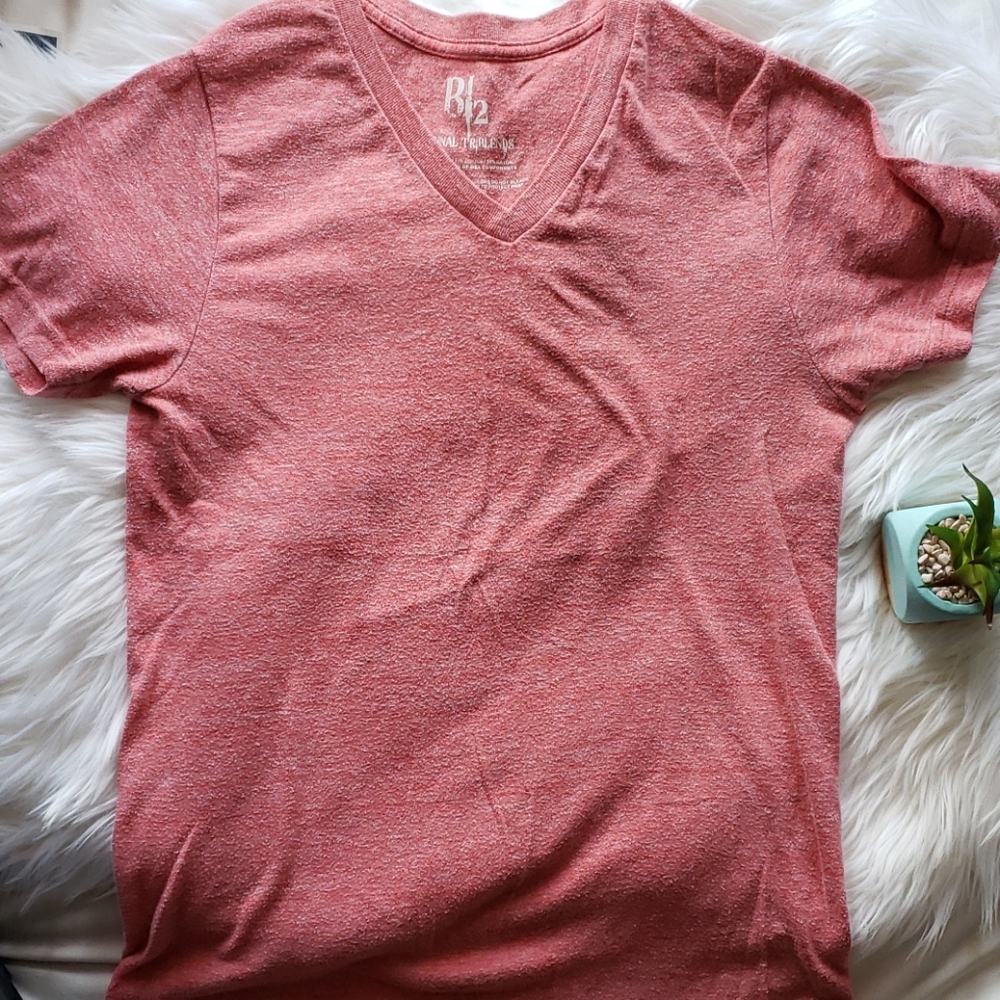 B2 Coral Pink V Neck T Shirt